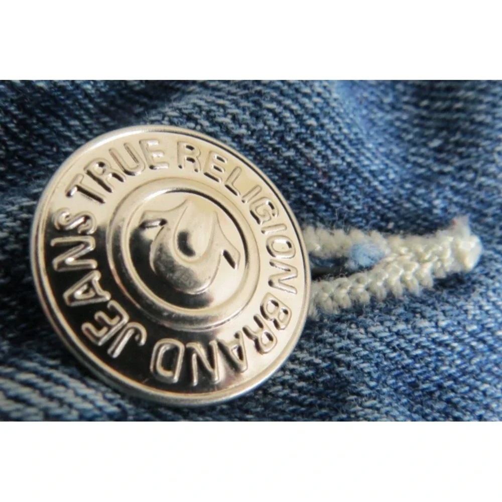 True Religion Ricky Men 34x28 Blue Denim Straight Leg Low Rise Ropey Jeans Pants